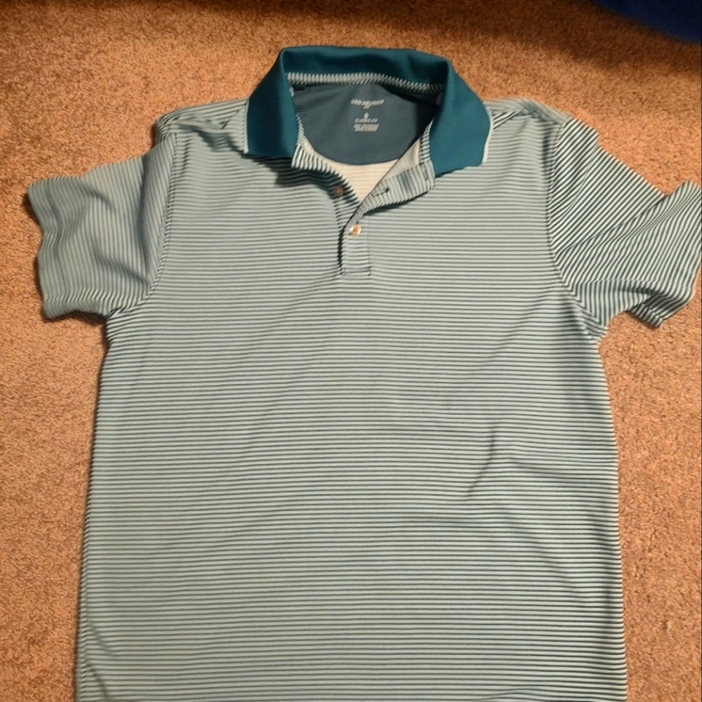 Van Heusen striped polo dark green/light green